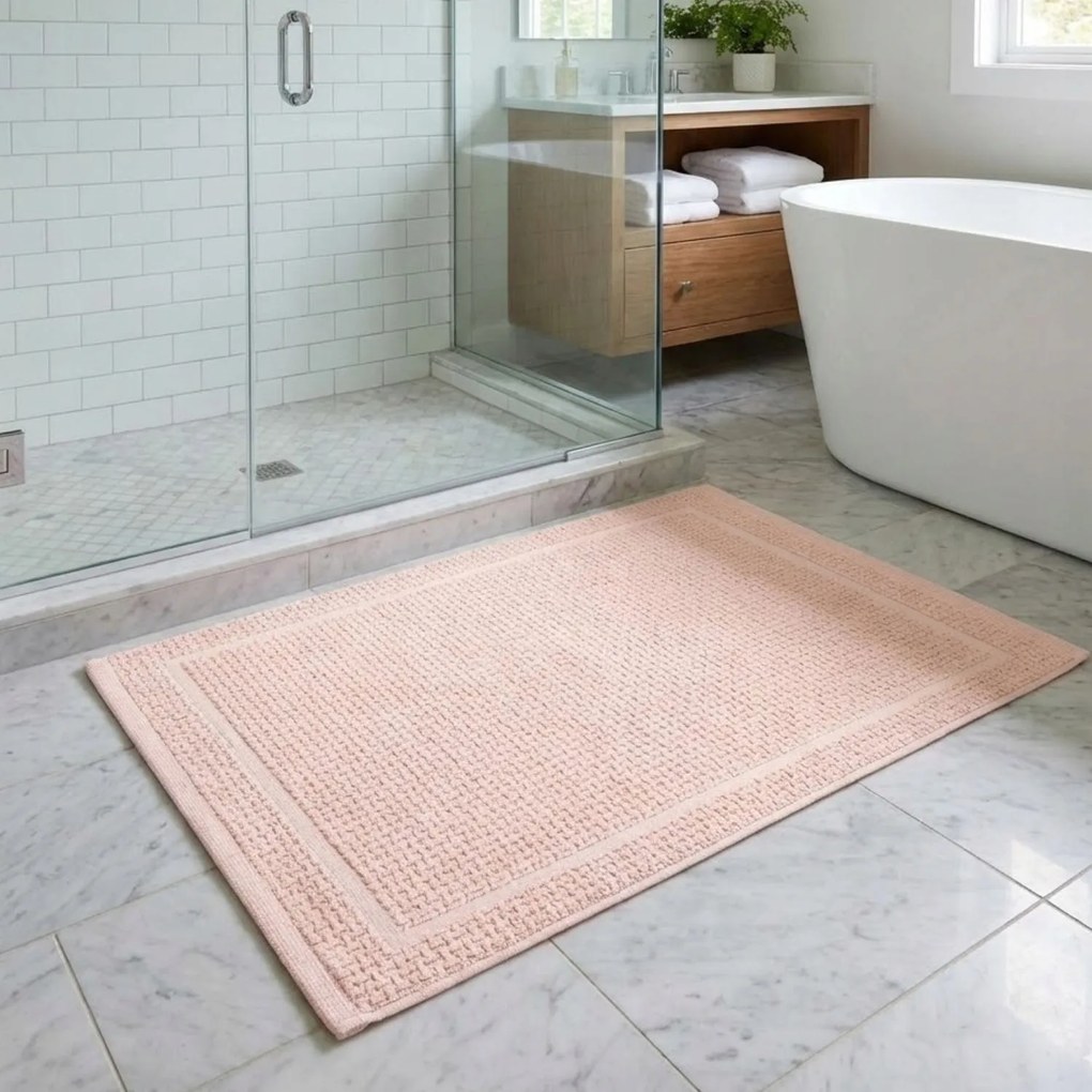 Fürdőszobaszőnyeg csúszásgátló Niam pamut rózsaszín szőnyeg 50 x 70 cm