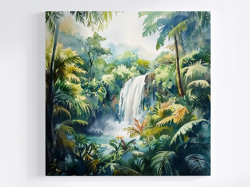 Poszter Trópusi Esőerdő Dzsungel Vízesés 40x40
