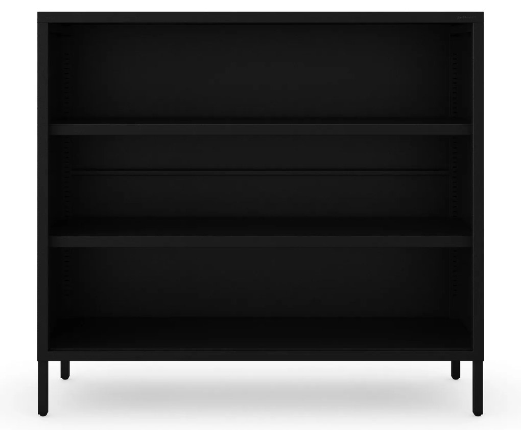 Fekete fém polcos könyvespolc – LUCA Modern 1000 x 900 x 350 mm