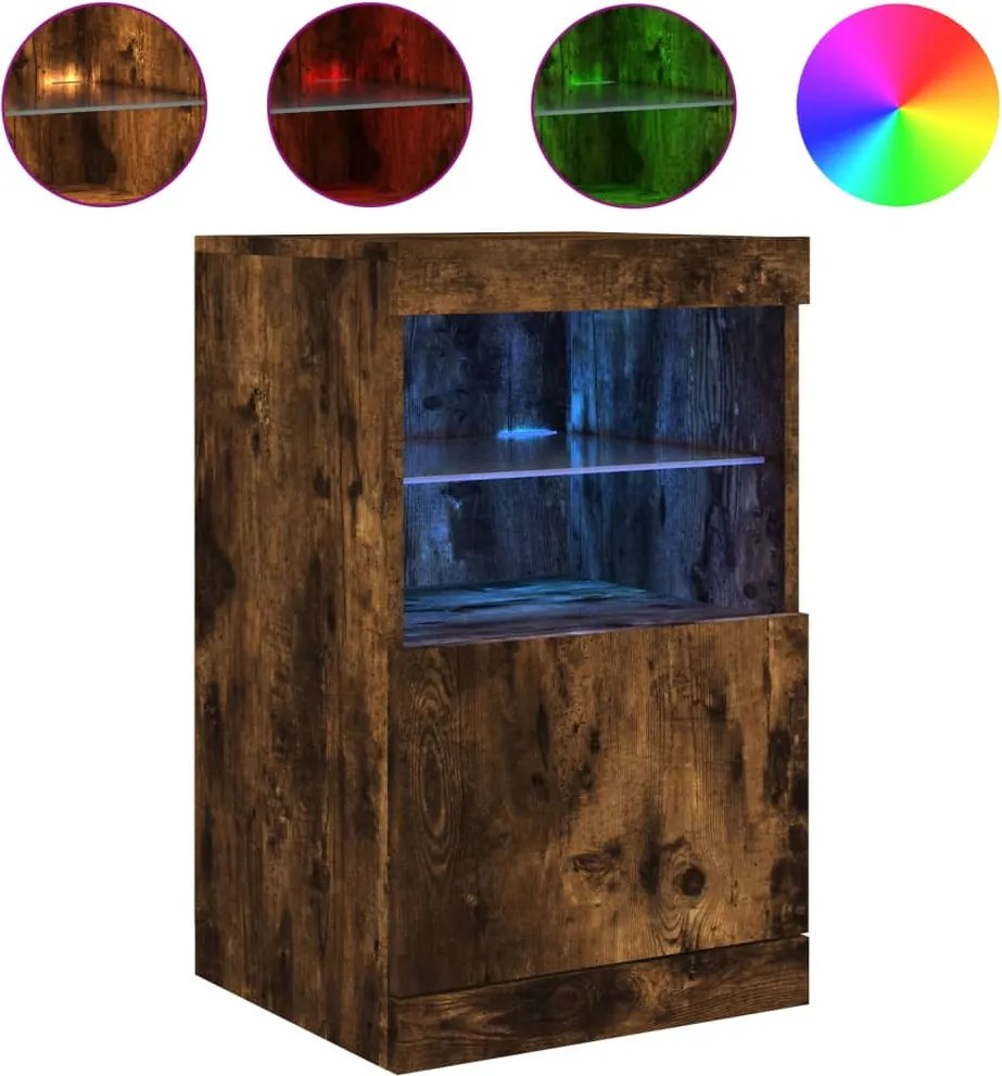 vidaXL füstös tölgy színű tálalószekrény LED-ekkel 41 x 37 x 67 cm