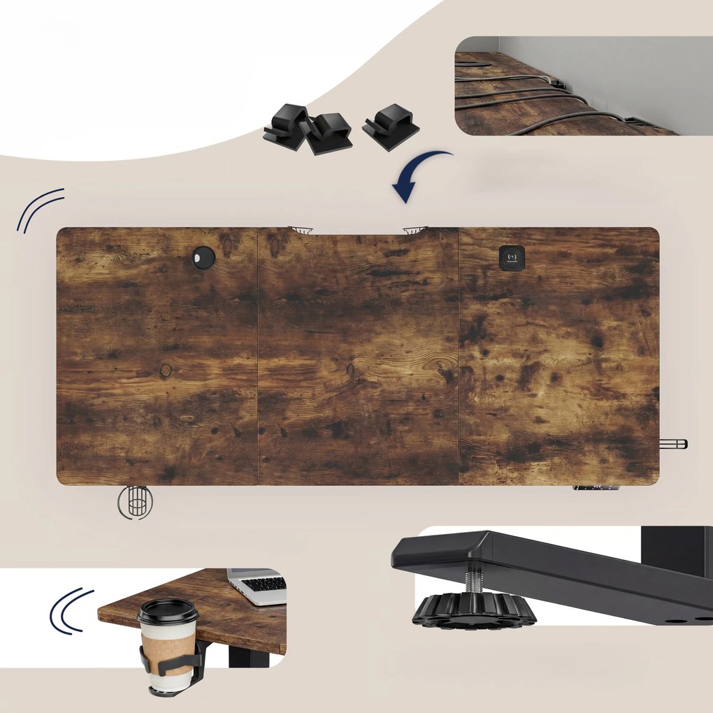 Deuba Magasságban állítható asztal 160 x 75 x 117 cm - barna