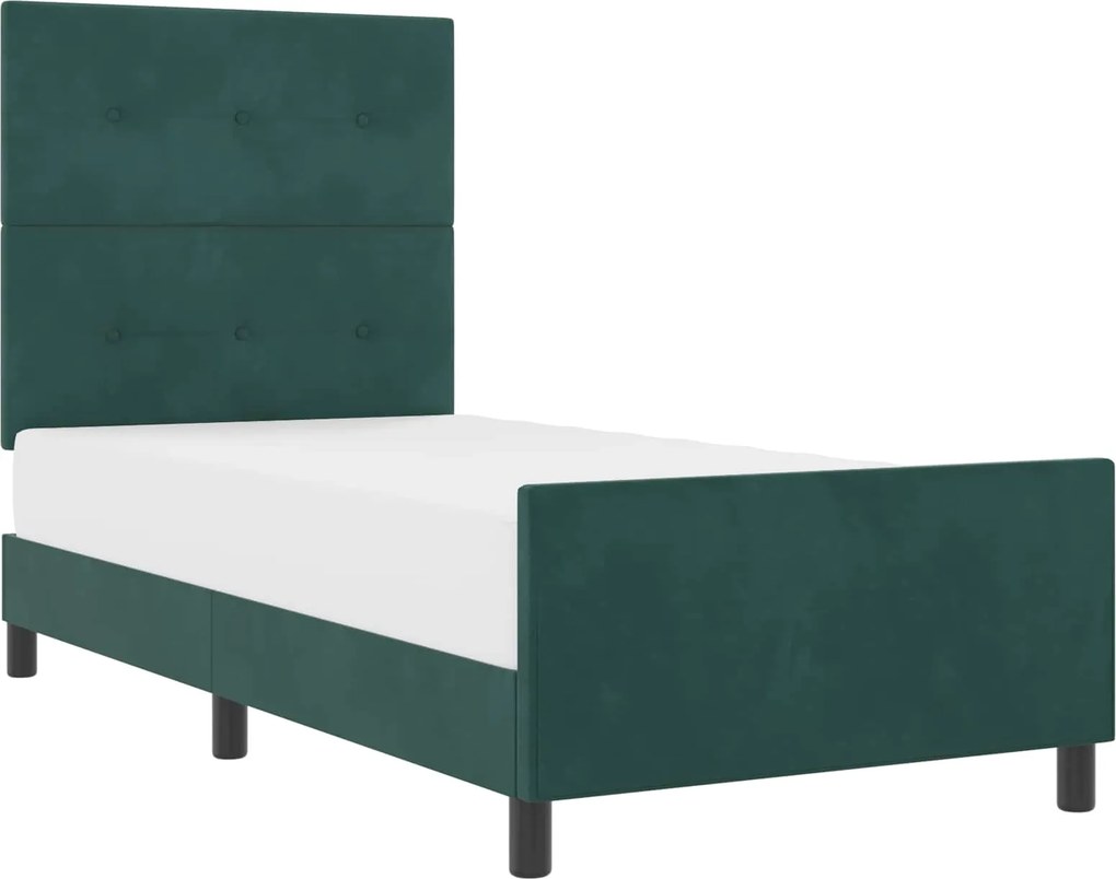 vidaXL Boxrugós ágy fejtámlával Sötétzöld 80 x 200 cm Bársony