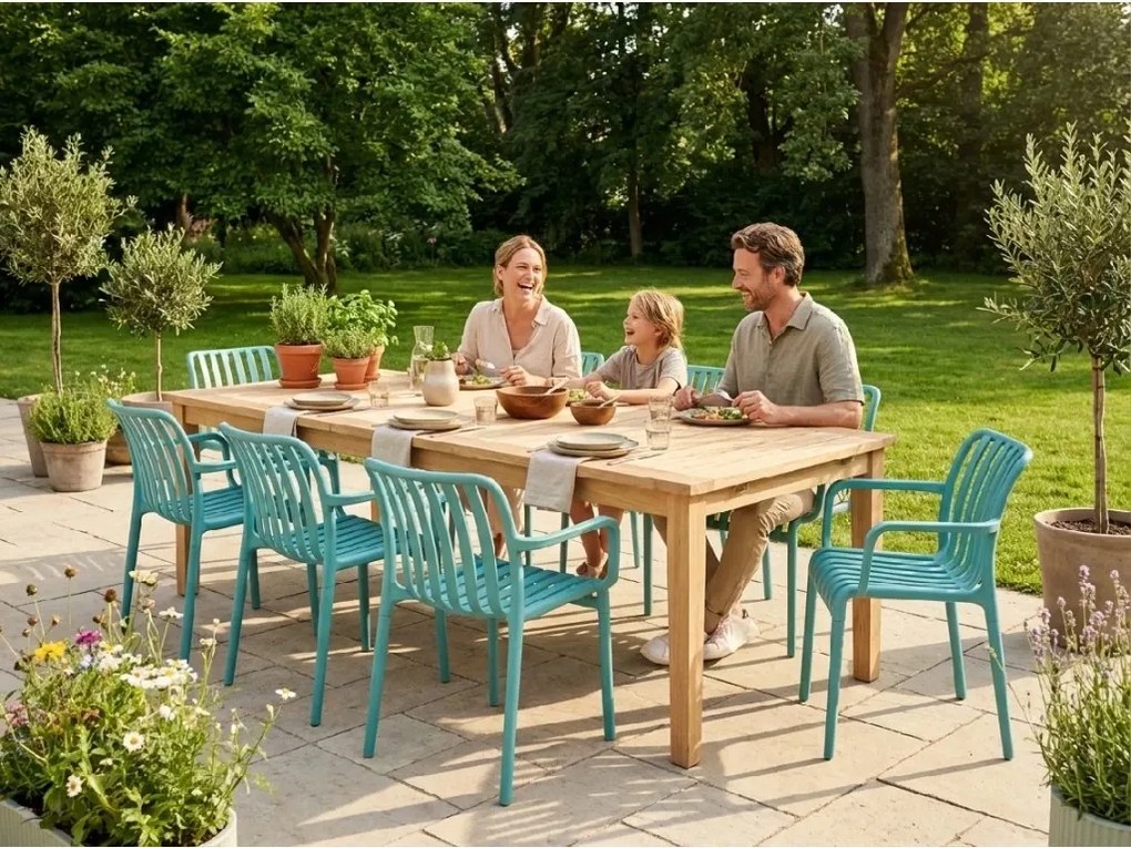 Műanyag TREGO szék karfákkal, kék