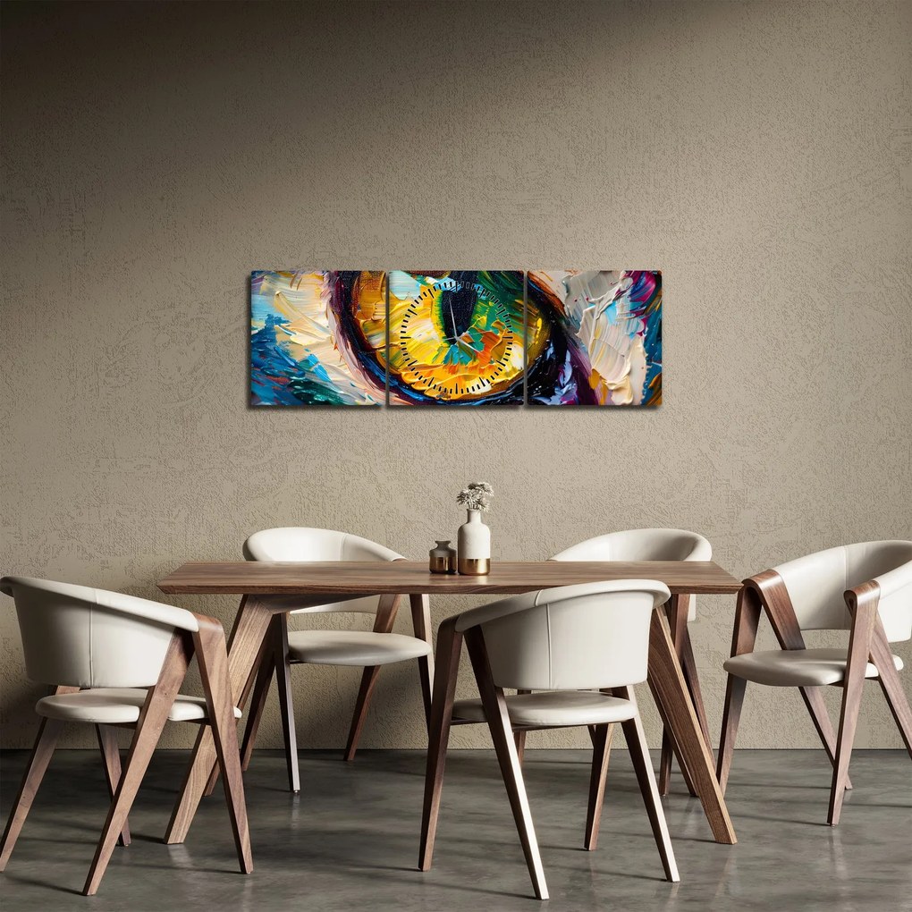 Kép - Macskaszem festmény (órával) (90x30 cm)