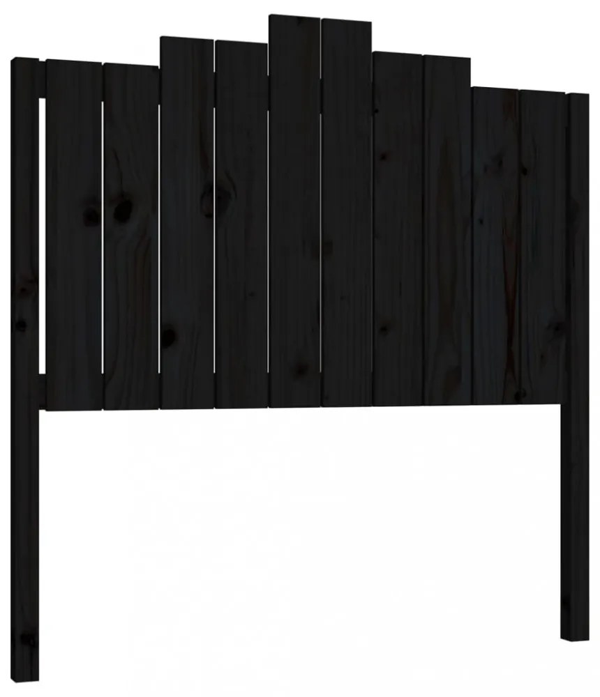fekete tömör fenyőfa ágyfejtámla 106x4x110 cm
