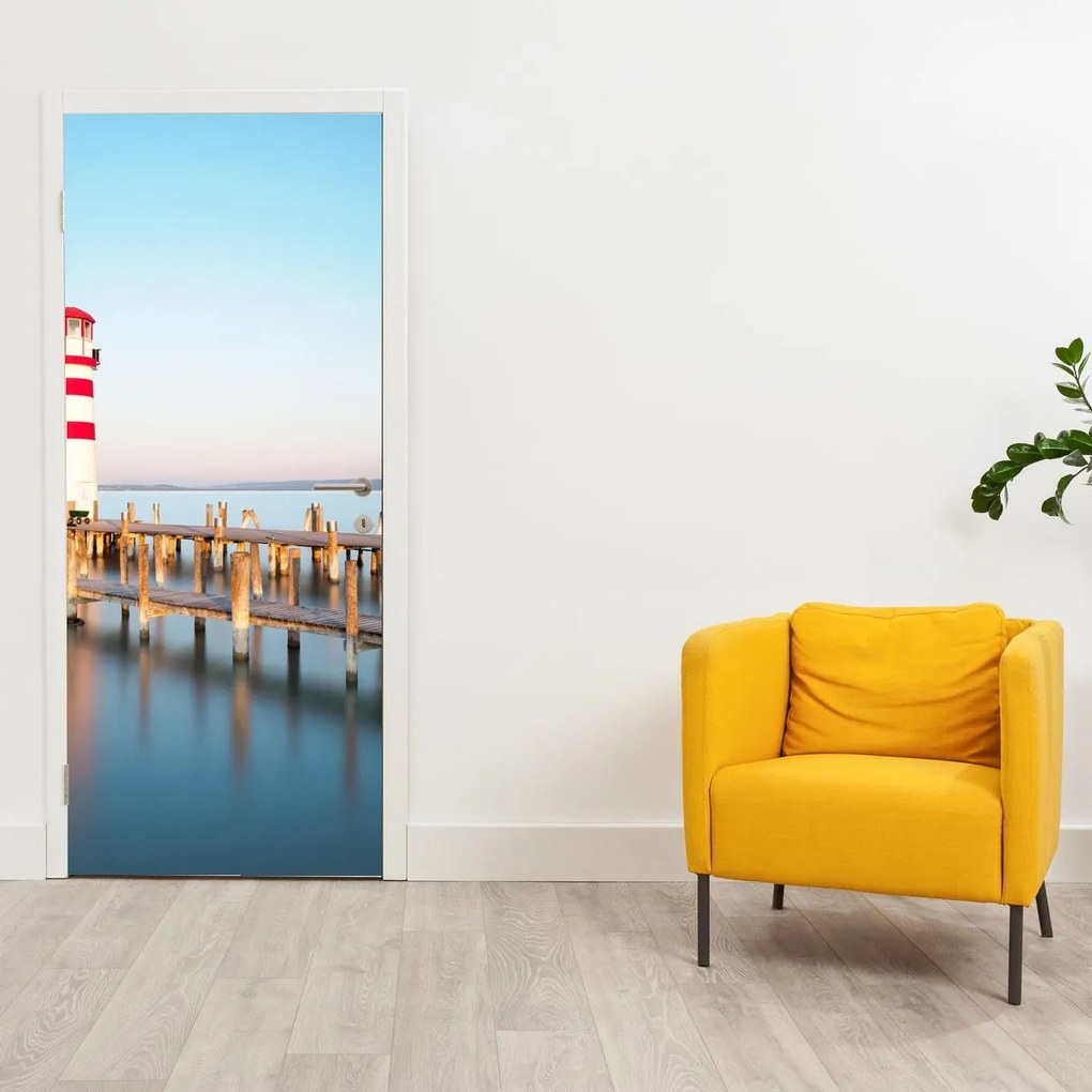 Fotótapéta ajtóra - Világítótorony hajnalban (95x205cm)
