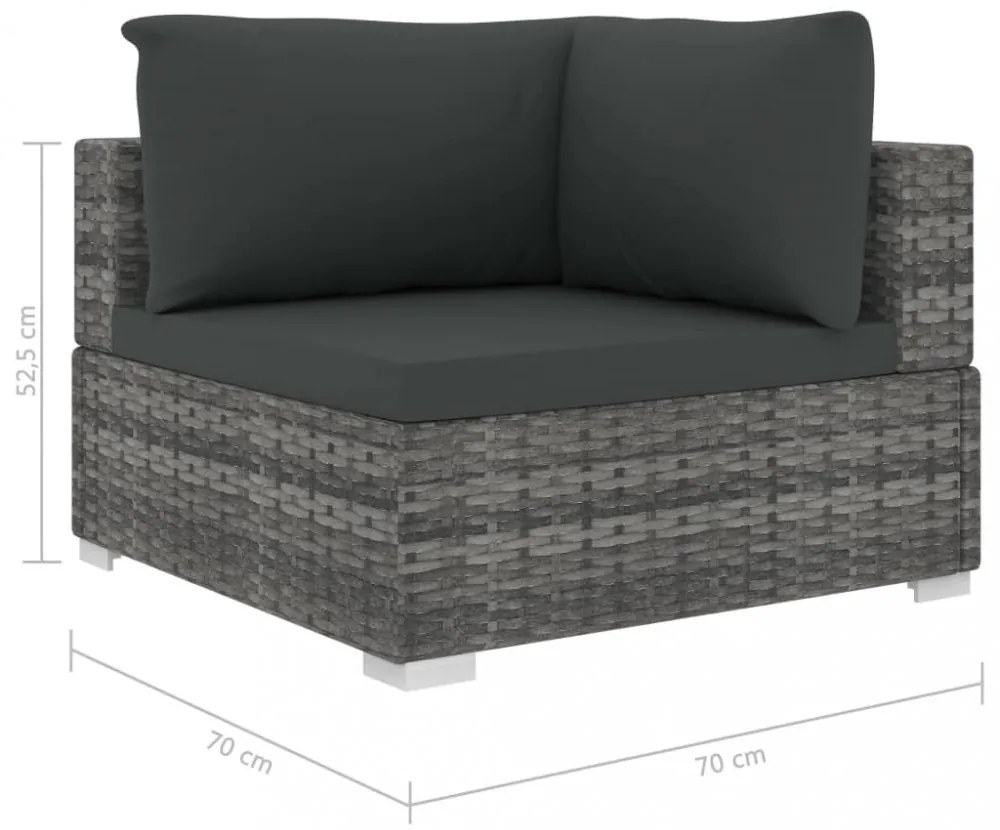 6 részes szürke polyrattan kertibútor-garnitúra párnákkal