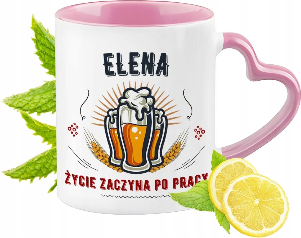 Elena bögre Rózsaszín, szív alakú füllel Kávé ajándék