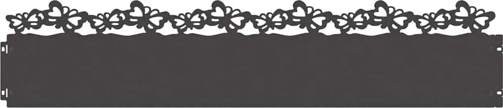 vidaXL Gyepszegélyek 10 pcs Fekete 103 x 0,05 x 22 cm Acél