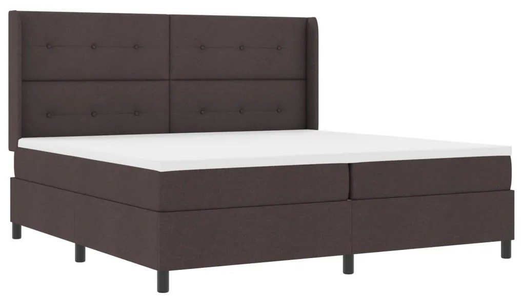 Boxspring Ágy Matraccal és LED világítással Sötétbarna 200x200 cm Szövet