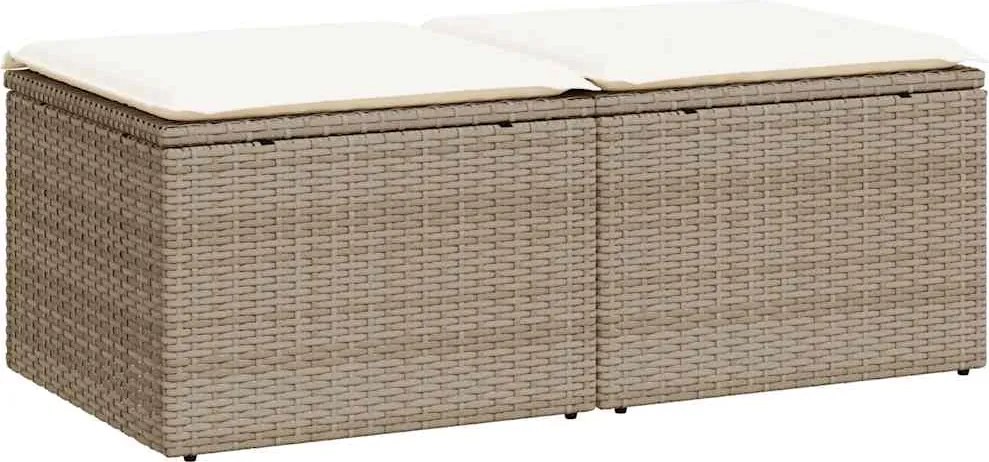 vidaXL 2 részes bézs polyrattan akácfa kerti ülőgarnitúra párnákkal