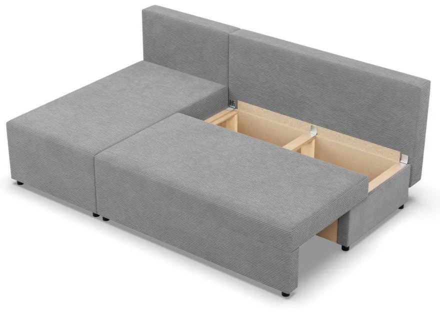 Nobu sarokkanapé, kordbársony, univerzális oldal, szürke