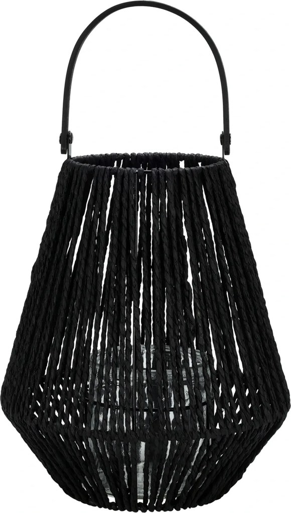 Sola lámpás 26 cm, fekete, fa nyéllel