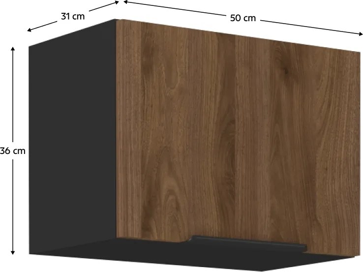 Felső szekrény, okapi dió/fekete, MENZO 50 GU-36 1F