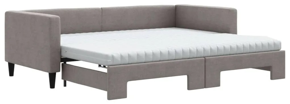 tópszínű kihúzható szövet heverő matracokkal 90 x 200 cm