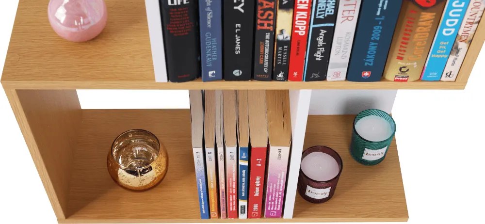 Könyvespolc, tűnyalábos fenyő/fehér, ERDEM NEW TYP 3