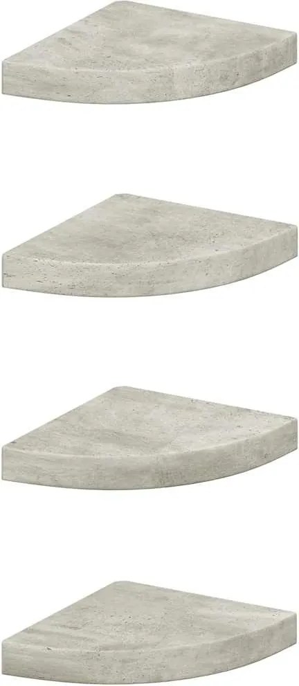 vidaXL 4 db betonszürke MDF fali sarokpolc 25 x 25 x 3,8 cm
