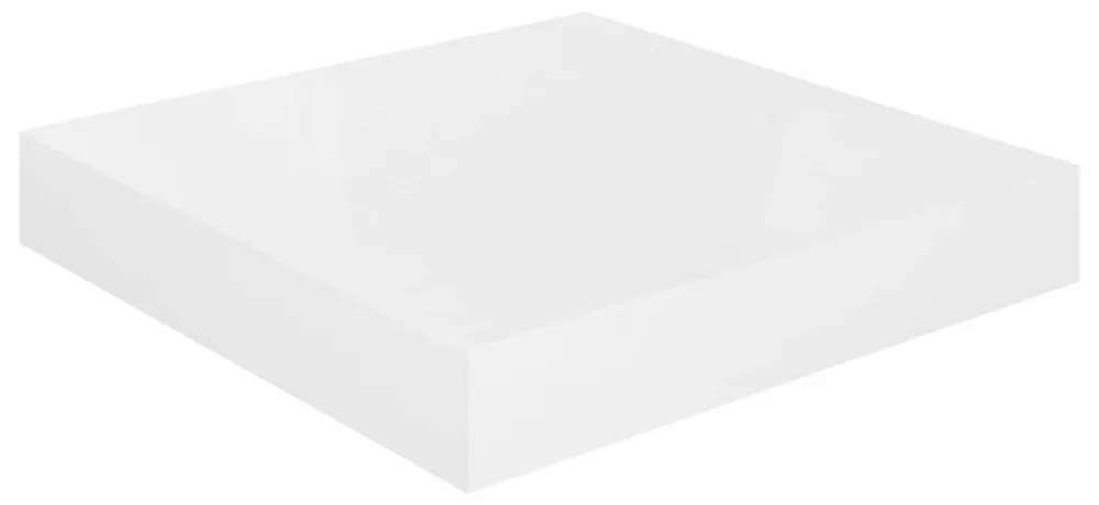 4 db magasfényű fehér MDF lebegő fali polc 23 x 23,5 x 3,8 cm