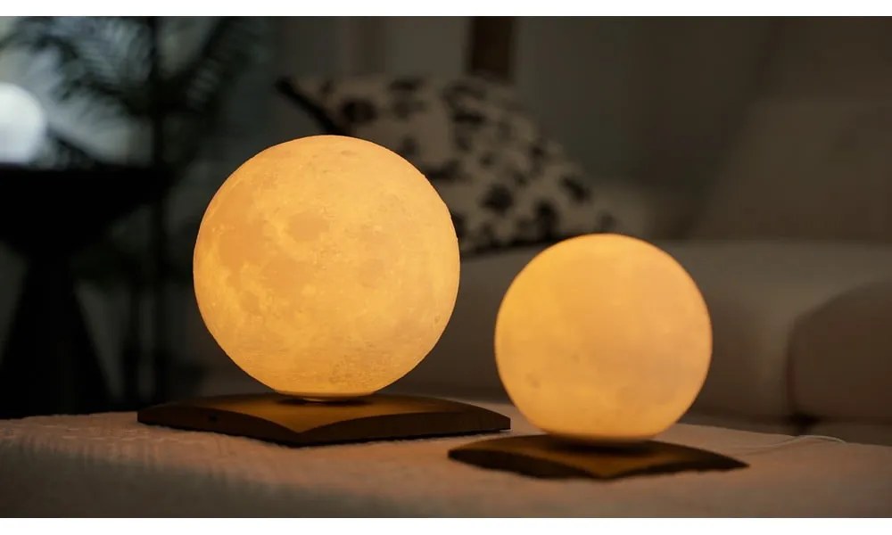 Sötétbarna diófa LED asztali lámpa (magasság 19,5 cm) Smart LunaSpin – Gingko