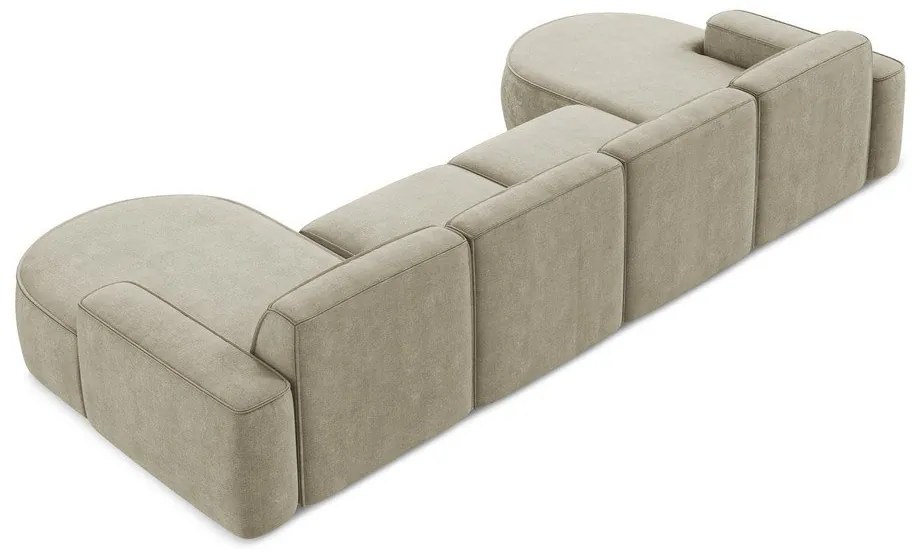 Bézs zsenília sarokkanapé (U alakú) Omao – Makamii