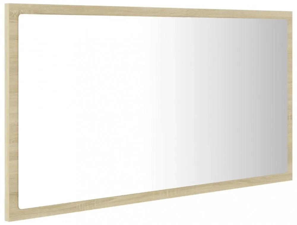 sonoma-tölgy akril LED-es fürdőszobai tükör 80x8,5x37 cm
