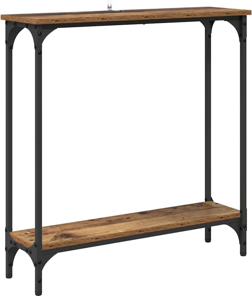 vidaXL Konzolasztal polcokkal Öreg fa 75 x 22,5 x 75 cm Faanyag