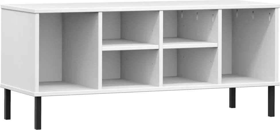 vidaXL OSLO fehér tömör fa cipőszekrény fém lábakkal 106 x 35 x 45 cm