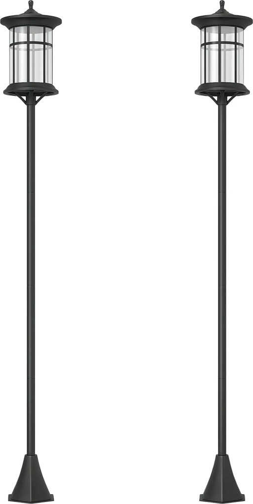 Outsunny 2 Kültéri Napelemes Lámpás Napelemes Fények Napelemes Panellal Automatikus Be/ Ki és Rozsdamentes Acél Váz IP44 Vízálló a Teraszon Kert 23.5x