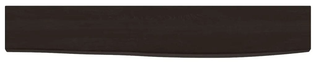 sötétbarna kezelt tömör tölgyfa fali polc 60x10x2 cm
