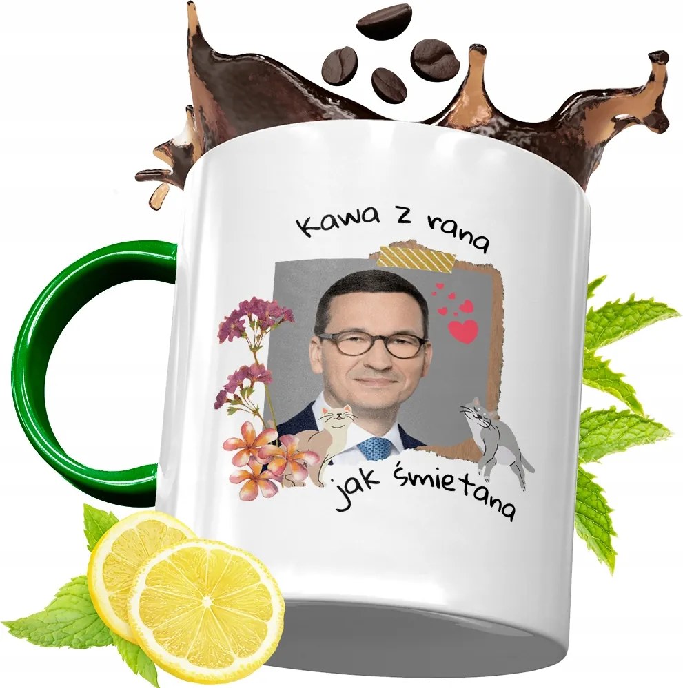 Máté Morawiecki Zöld Bögre Ajándék, fényképes nyomattal