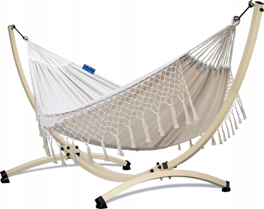 Potenza boho függőágy Santia XL 220x160 acél váz Grande ecru Lengyel