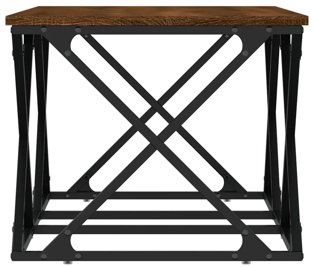 Barna tölgyszínű szerelt fa dohányzóasztal 100 x 49 x 40 cm