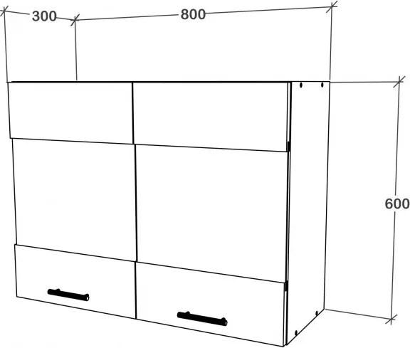 Benita 2 ajtós Üveges Felső konyhaszekrény Fehér 80x30x60 cm