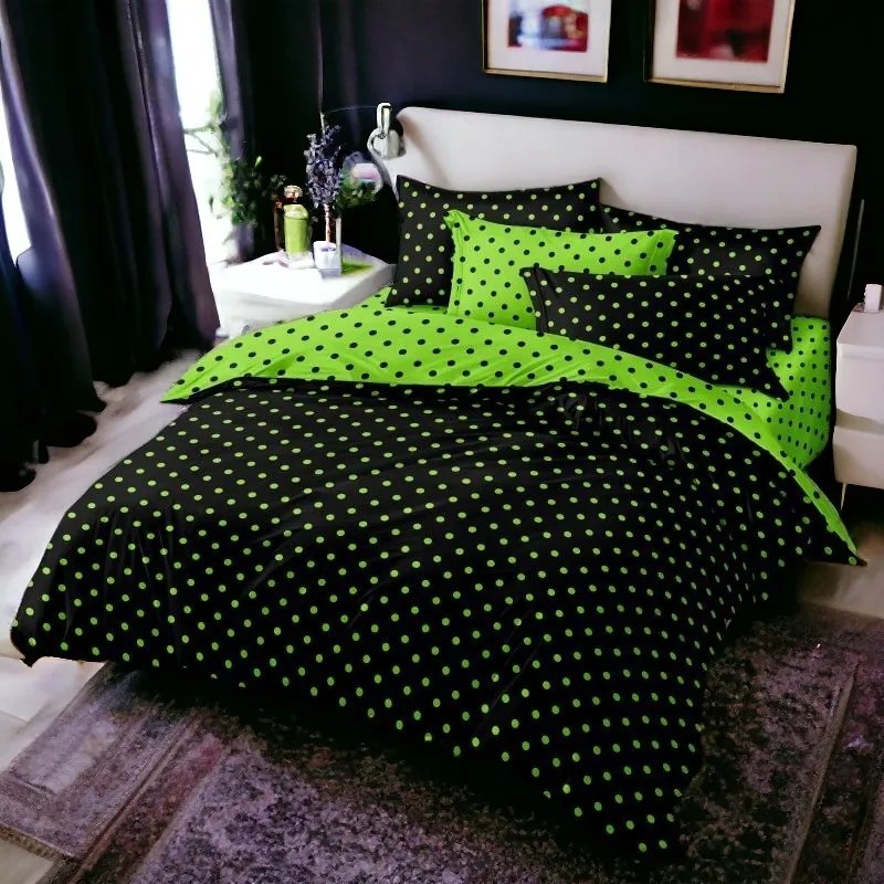 DOTS and COLOURS LIME BLACK 7 részes ágynemű 140x200 cm