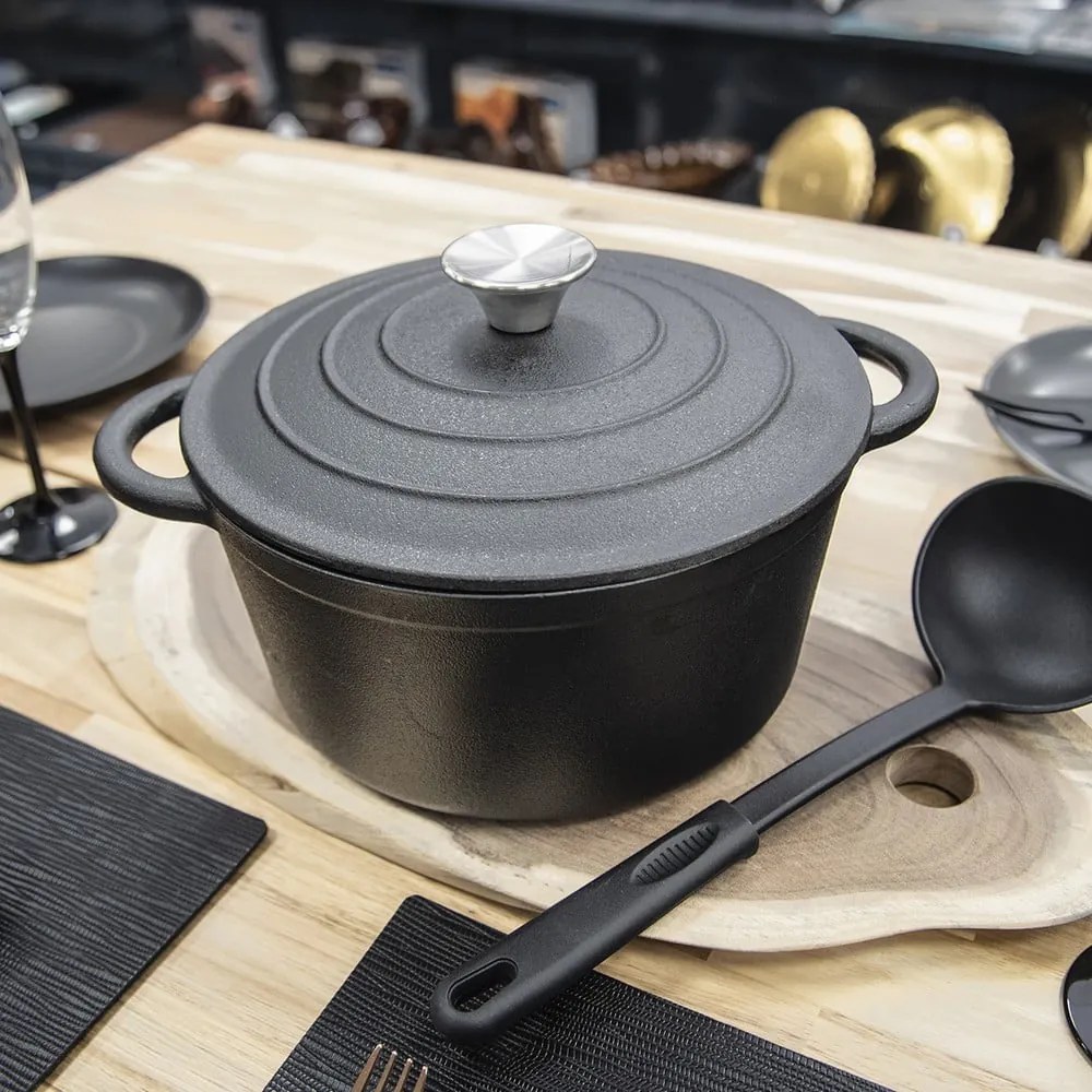 Indukciós tűzhelyhez alkalmas öntöttvas edény fedővel 4 l LITINA – Orion