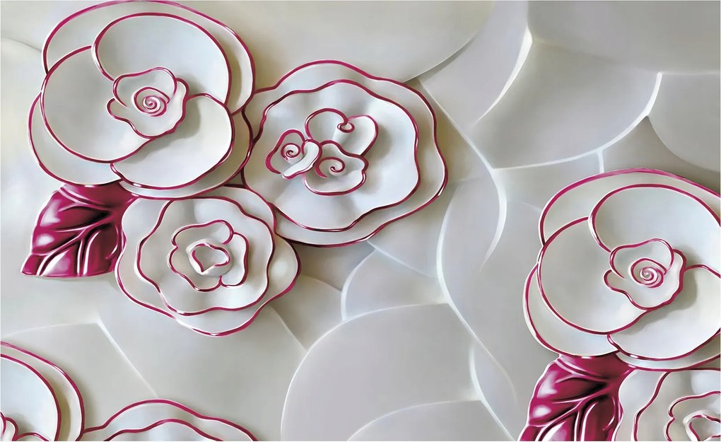 Fotótapéta flizelina Virágok Rózsa Absztrakt falra 3D hatás 254x184 +ragasztó