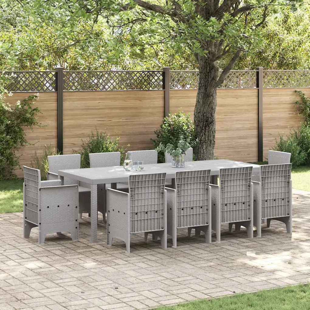Kert étkező szett 11 pcs Világosszürke Polt rattan