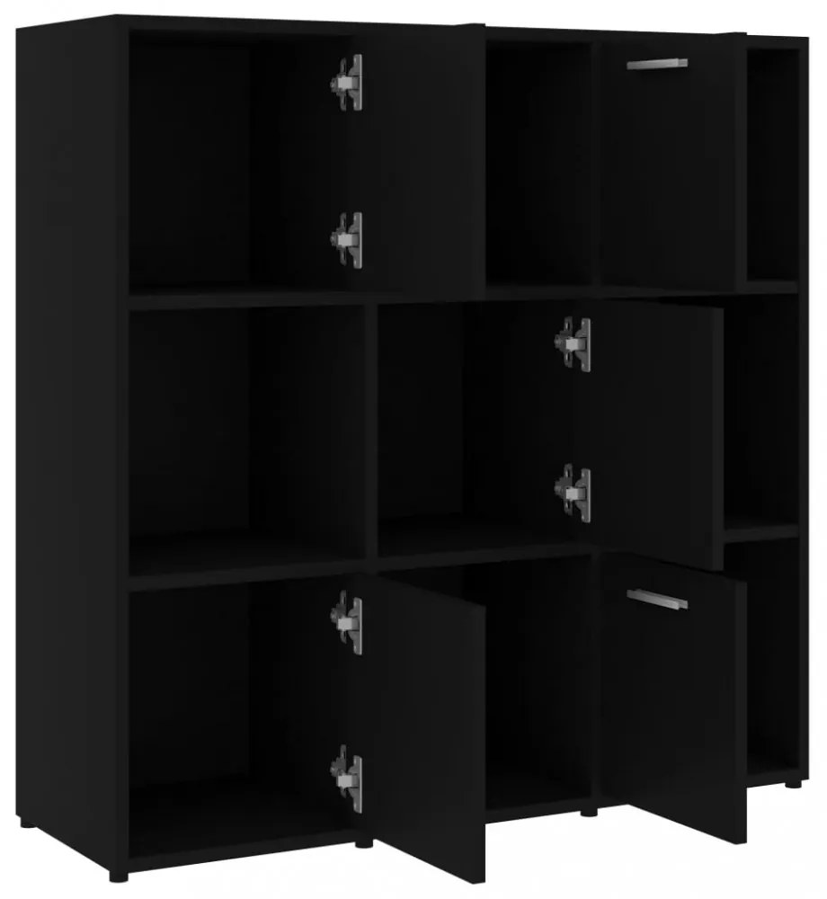 fekete szerelt fa könyvszekrény 90 x 30 x 90 cm