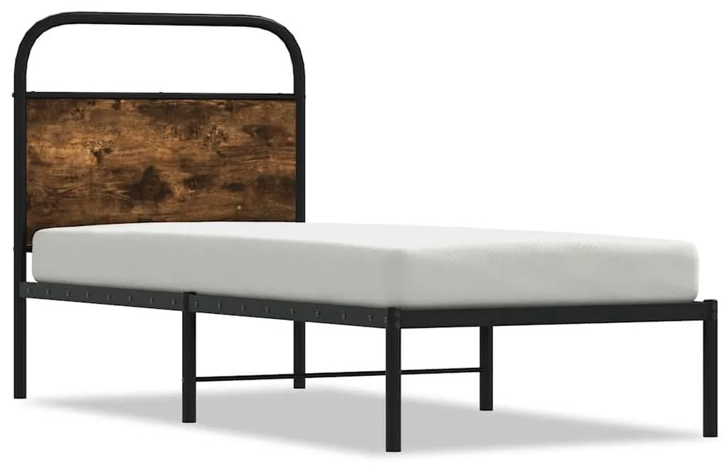 Ágykeret matrac nélkül 75x190 cm gépesített fa füstölt tölgyfa
