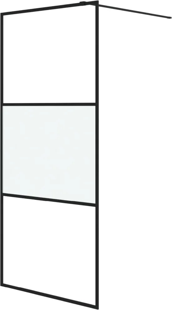 vidaXL fekete selyemmatt ESG üveg zuhanyfal 90 x 195 cm