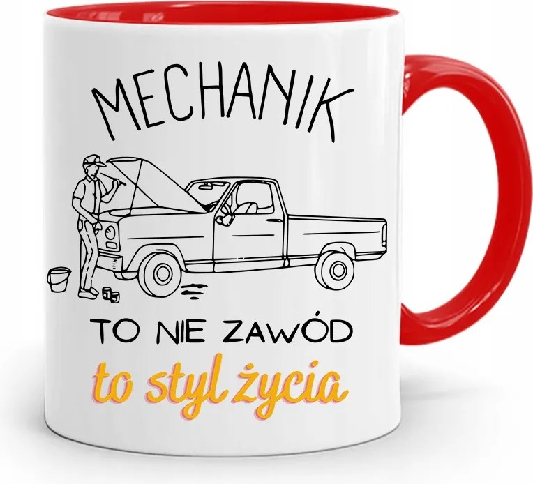 Piros Ajándék Bögre A Szerelőnek Egy Életstílus, fényképes nyomtatással