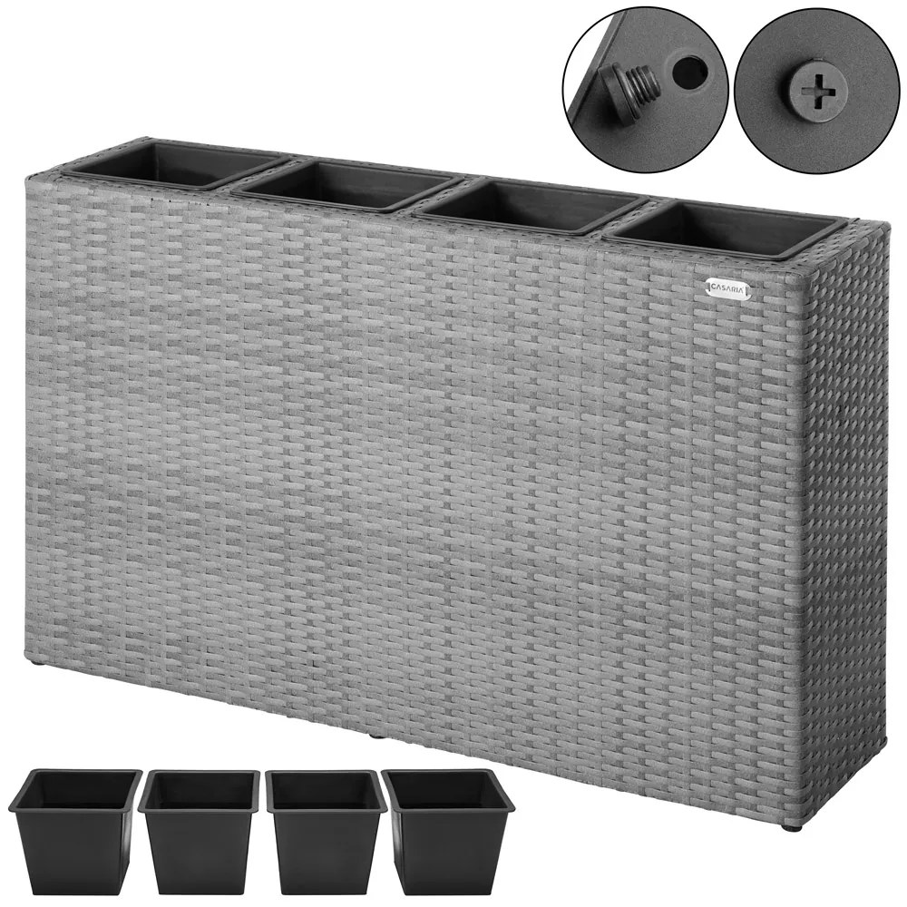 Casaria® Virágtartó 95x27x60 cm szürke - 4 edény