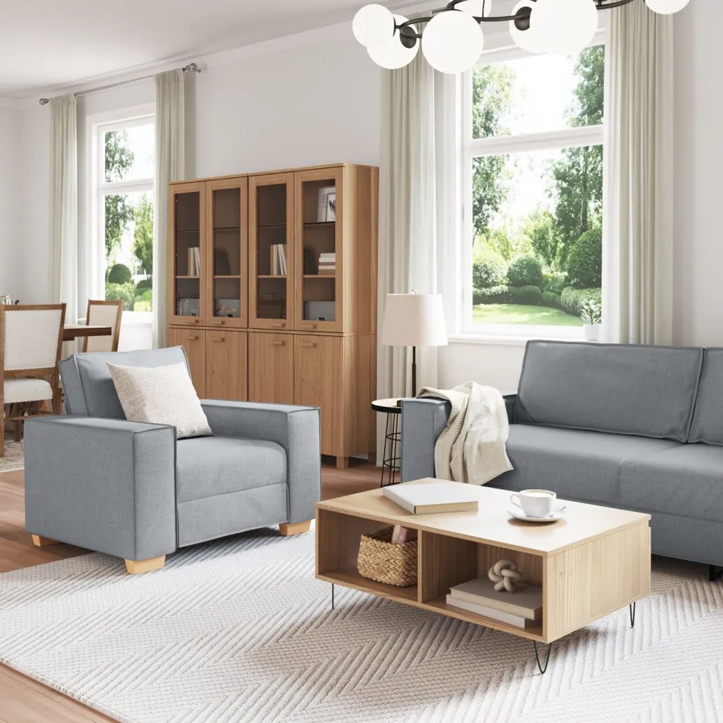 3 darabos kanapé szett párnákkal világosszürke szövet
