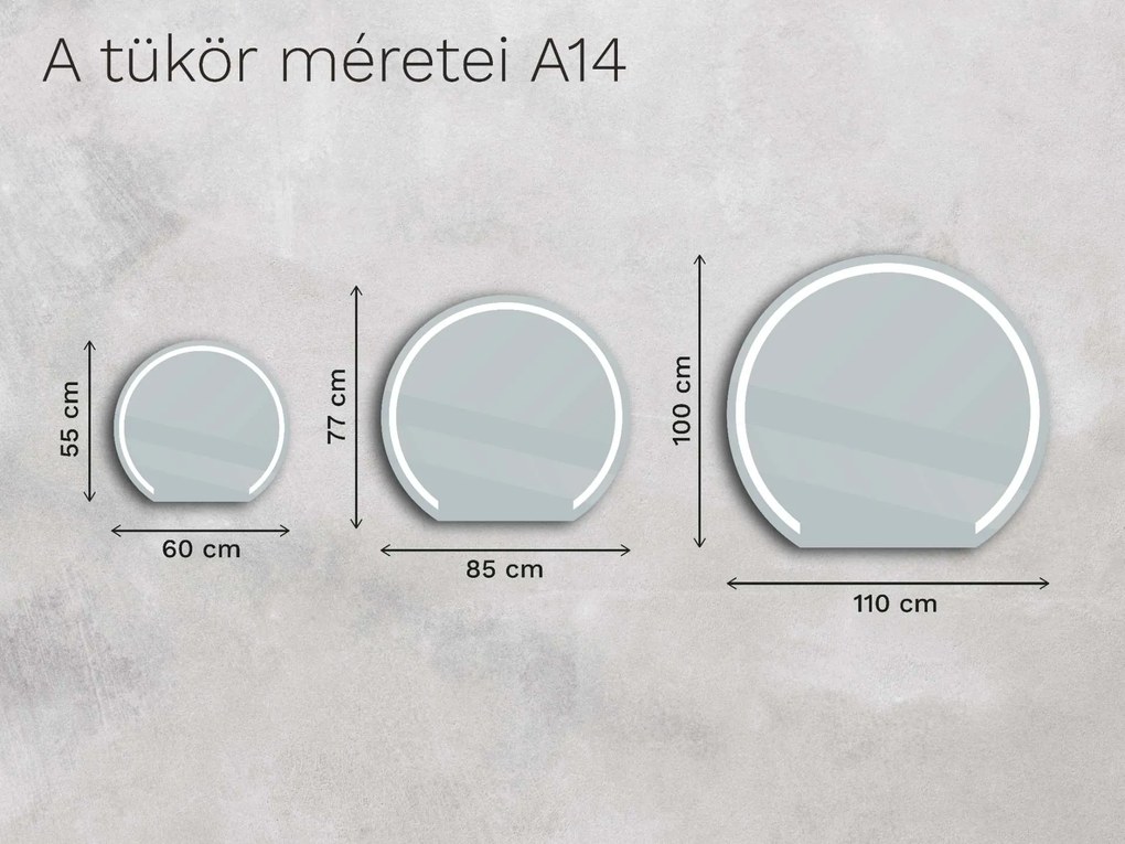 Atipikus tükör LED világítással A14 60x55