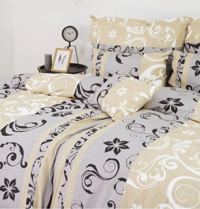 EMI Lilien szürke-bézs pamut ágyneműhuzat