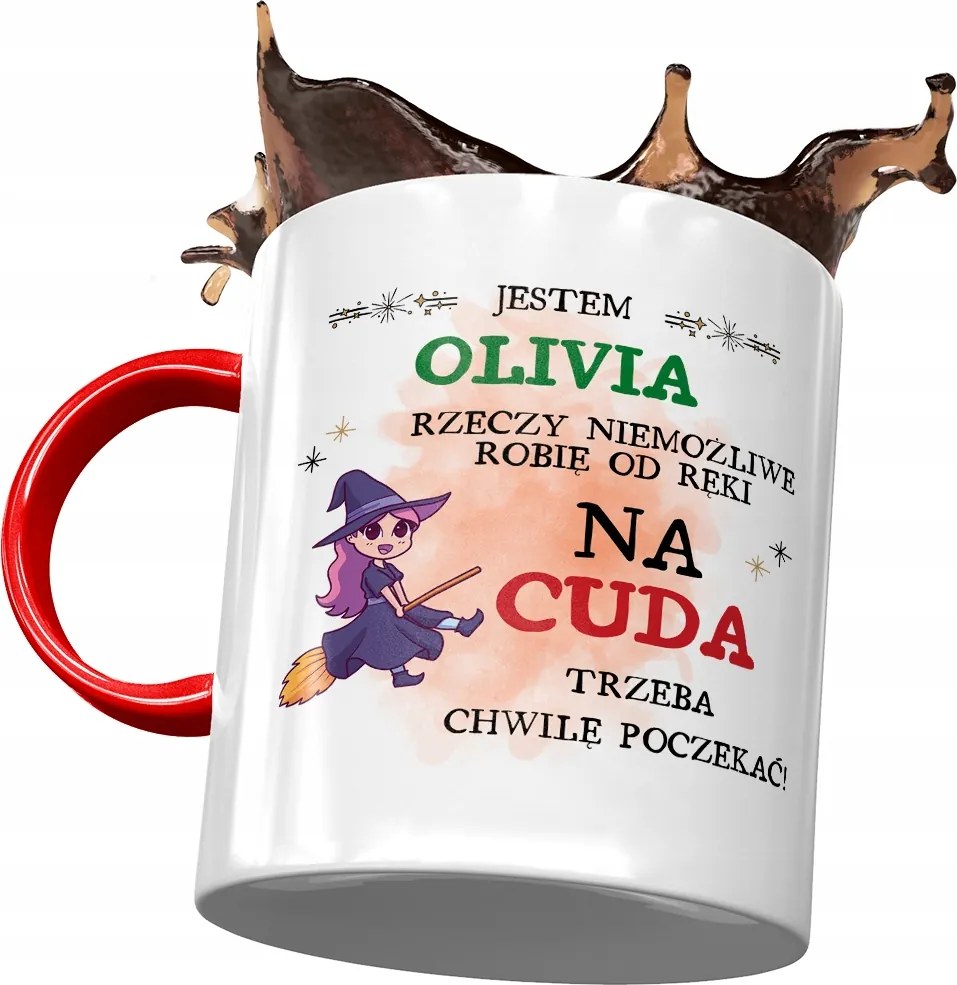 Piros Bögre Olivia Barátnő Feleség Ajándék Nyomtatott Fotóval