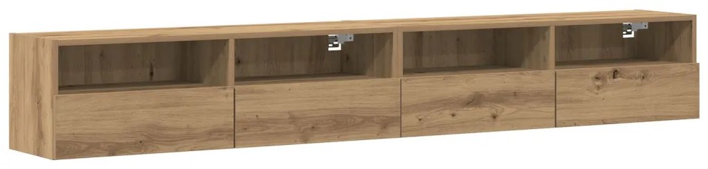 TV Fali Szekrények 2 db Artisan Tölgy 100x30x30 cm Műanyag