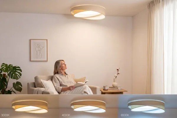 Dimmelhető LED mennyezeti lámpa SM. GALAXY M. LED/24W/230V átmérő 55 cm krémszínű/fehér + távirányító