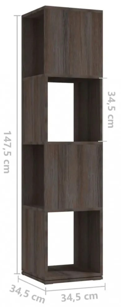 szürke-sonoma színű forgószekrény 34,5x34,5x75,5 cm