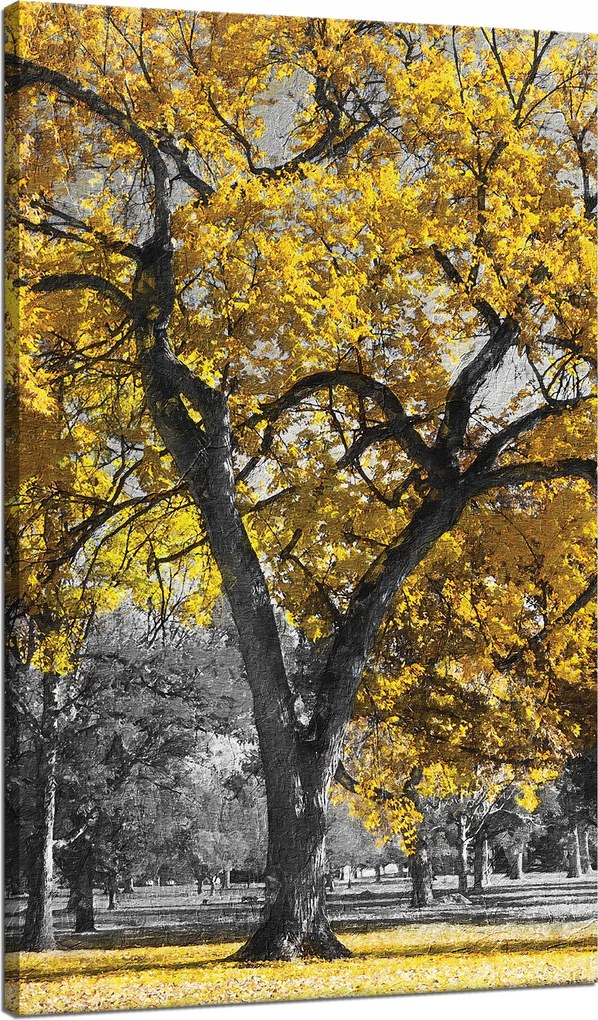 Vászonkép Fekete fák Sárga levelek 70x120 cm Ideális ajándék